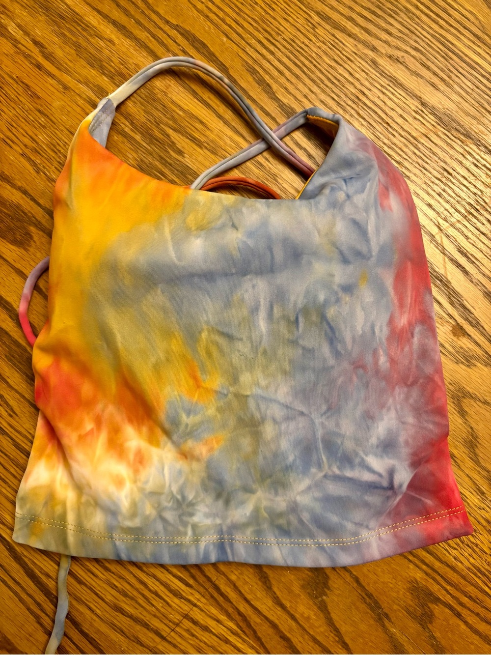 Tie-Dye Strappy Crop Top - Multicolor